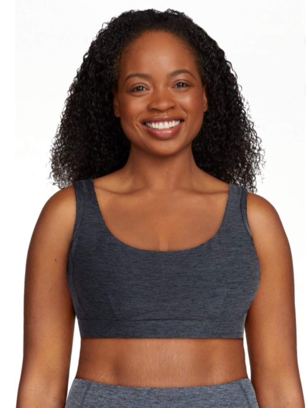 Seamless Scoop Neck Sports Bra - Charcoal NEW buttercore
